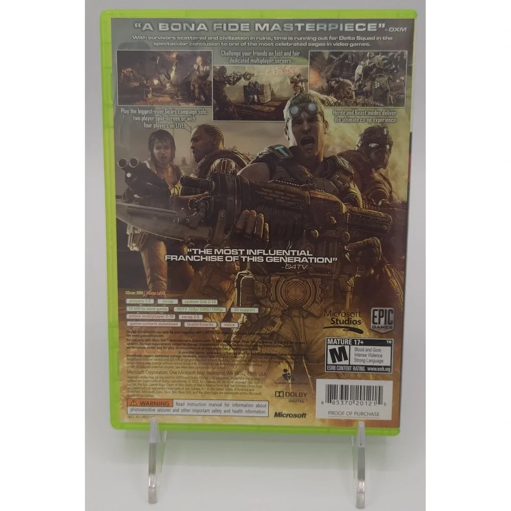 Gears of War 3 - Xbox 360 - Microsoft - CIB - with Manual and Stickers - TESTED